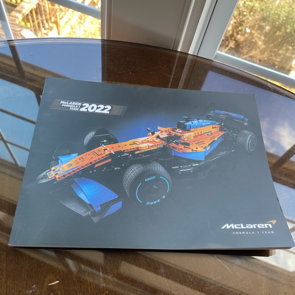 Mclaren formula one race car set built of compatible Lego technic pieces